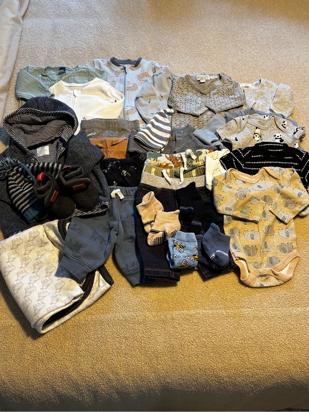 Petit Lem Neutral & Blue Baby Clothing Mix - Beige, Gray, Navy